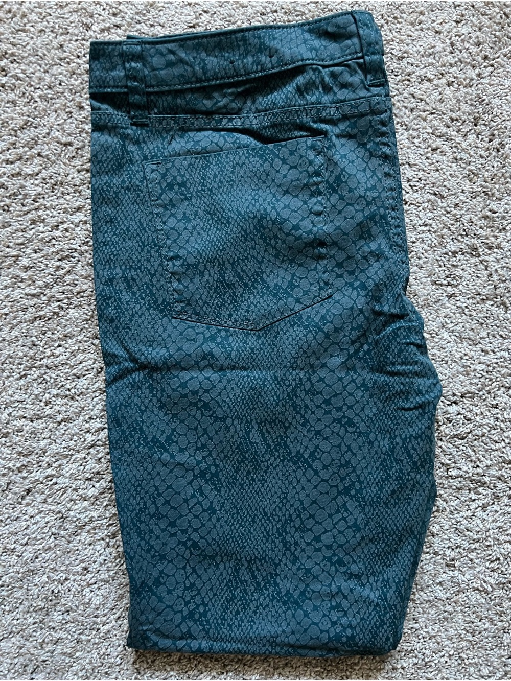 New Women's Teal Snake-Print Straight-Leg Jeans